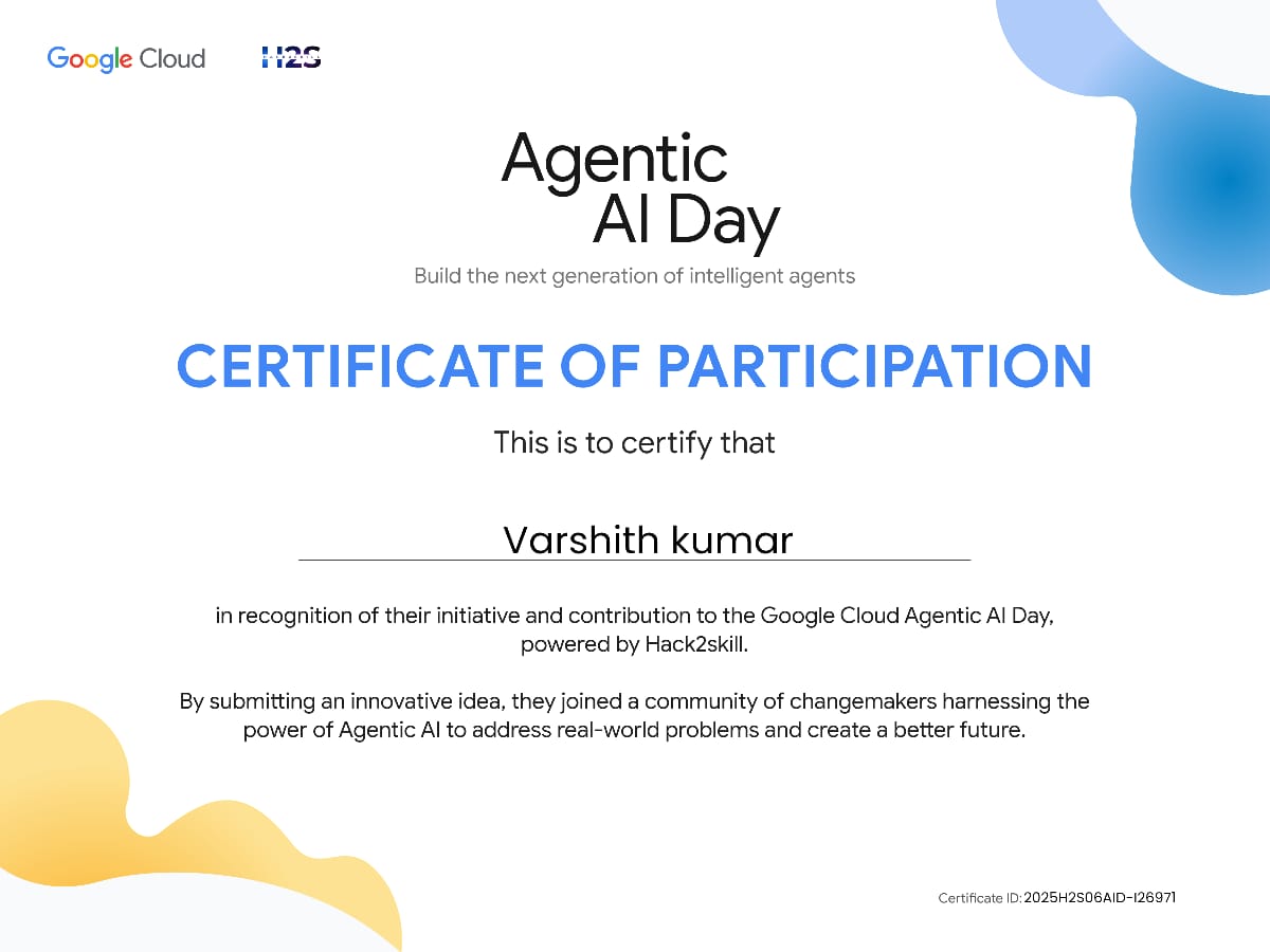 Google Hackathon Certificate